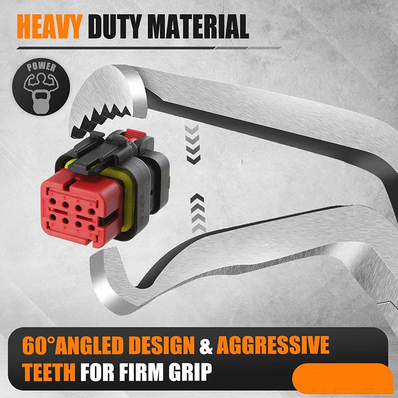 NEW 8" 60-Degree Electrical Disconnect Pliers For Automotive Connectors & Sensors - Angled Wire Plug Removal Tool