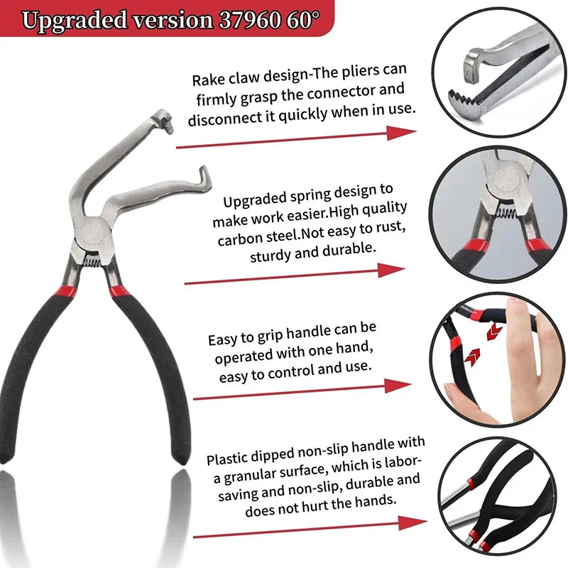 NEW 8" 60-Degree Electrical Disconnect Pliers For Automotive Connectors & Sensors - Angled Wire Plug Removal Tool